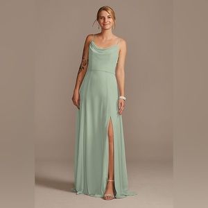 David’s Bridal Dusty Sage Chiffon Bridesmaid Dress! Size 2, Style # F20235